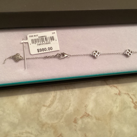 Effy diamond and Sterling Silver Clover motif bracelet - 7.5 inches - flaw - Picture 2 of 14